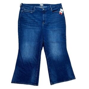 GOOD AMERICAN Good Legs Mid Rise Cropped Mini Boot Jeans Dark Wash Plus Sz 28-32